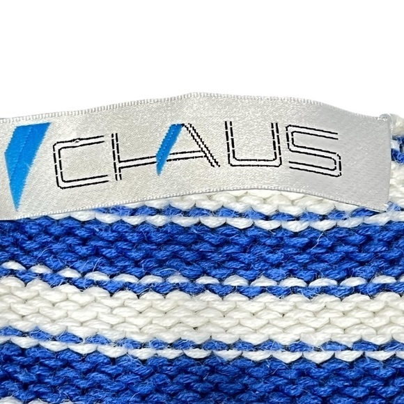 VINTAGE CHAUS Blue White Short Sleeve Sweater Knit Top Women's Size L - Picture 7 of 16